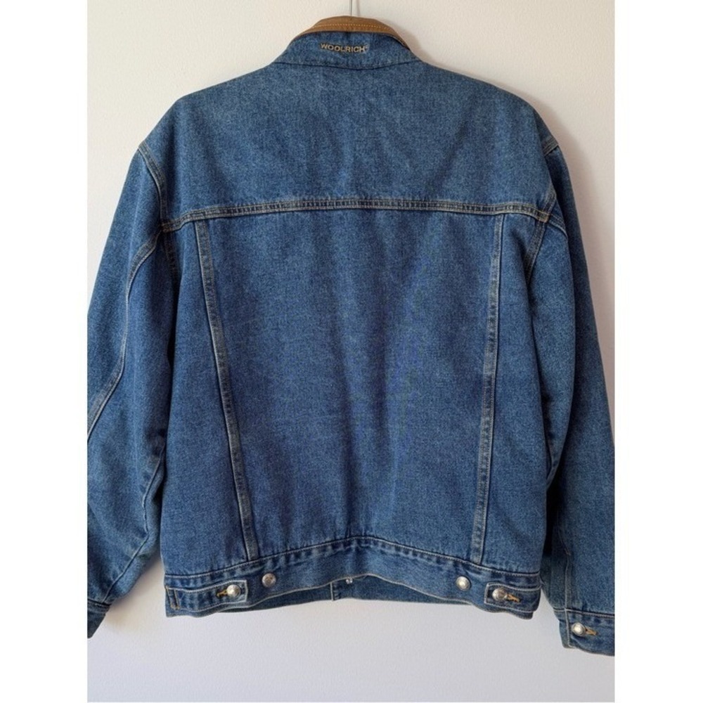 Vtg Woolrich Blanket Lined Denim Jacket Southwestern Barn Chore Aztec Trucker‎ M - Picture 9 of 10